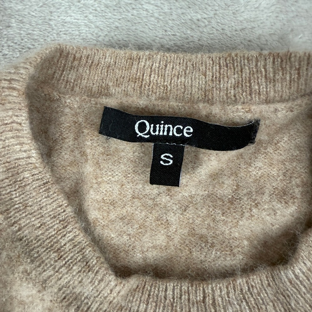 Quince Cashmere Sweater Women Small Tan Fitted Preppy Crewneck - Picture 2 of 8